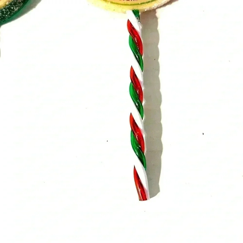 Vintage x3 Christmas Lollipop Hanging Ornaments Glitter Tree Swirl Design Art - Picture 5 of 9
